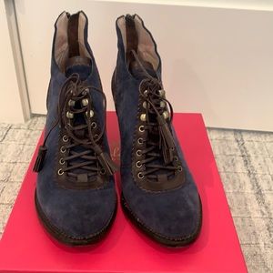 Vintage Blue suede ankle boots